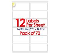 YUNJU A4 Self Adhesive Address Labels, 12 Label Per Sheet, 20 Sheets, (63.5 x 72mm) 240 Labels