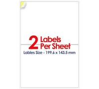YUNJU A4 Self Adhesive Address Labels, 2 Label Per Sheet, 20 Sheets, (199.6 X 143.5 MM) 40 Labels