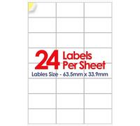 YUNJU A4 Self Adhesive Address Labels, 24 Label Per Sheet, 20 Sheets, (99.0 x 42.3 MM) 480 Labels