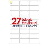 YUNJU A4 Self Adhesive Address Labels, 27 Label Per Sheet, Multi-Purpose FBA 20 Sheets, 63.5 x 29.6mm 540 Labels
