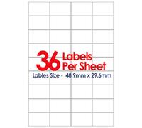 YUNJU A4 Self Adhesive Address Labels, 36 Label Per Sheet, 20 Sheets, (48.9 x 29.6mm) 720 Labels