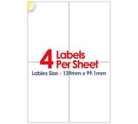 YUNJU A4 Self Adhesive Address Labels, 4 Label Per Sheet, 20 Sheets, (99.0 x 42.3 MM) 80 Labels