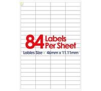 YUNJU A4 Self Adhesive Address Labels, 84 Label Per Sheet, 20 Sheets, (46 X 11.11 MM) 1680 Labels