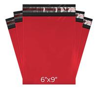 YUNJU Red Plastic Mailing Bag, 6 x 9 Size Self Seal Strong Waterproof Poly Plastic Envelopes for Parcels, Packaging, Small Shipping Courier Delivery Bags 200 Pack