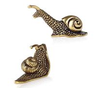 Yunjuhop 2 Pcs Snail Figurine Garden Decor Cottagecore Decor,Brass Snail Tea Pet,Gold Animal Statue Vintage Garden Anthropology Home Decor (Snail - 2 PCE)