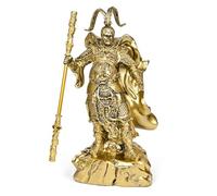 Yunjuhop Black Myth Wukong Figure,Imitation Wood Sun Wukong Statue w/Ruyi Golden Cudgel Resin Monkey King Standing Sculpture Journey to The West Desktop Ornament (Imitation Brass)