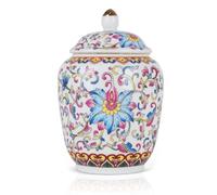 Yunjuhop Blue and White Chinoiserie Ginger Jars for Home Decor,Ginger Jar With Lid Chinoiserie Decorative,Landscape Painting Porcelain Vase Living Room Kitchen Decor (Colorful Lotus)