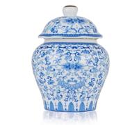 Yunjuhop Blue and White Ginger Jar Pots for Home Decor - Chinoiserie Ceramic Vase With Lids (Magnolia)