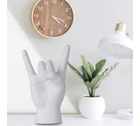 Yunjuhop Rock and Roll Finger Sculpture,Desk for Men Music Room Night Stand Rock Decor, Home Aesthetic Decor Hand Figurine Sign Language Gifts (white)