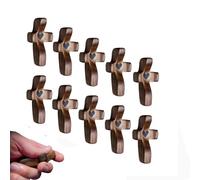 Yunjuhop Wooden Cross Fidget,Cross My Heart from The Holy Land,Jesus Wooden Pocket C-r-o-s-s Love Heart Stress Relief Gifts Thumb Holding C-r-o-s-s Awesome Christian Easter Gifts (Black 10pcs)