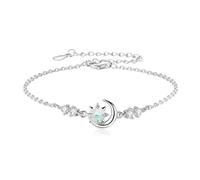 YUNKAI Sterling Silver Opal Bracelet for Women, 6.5"+2" Adjustable Opal Link Bracelet, White/Golden Dainty Hypoallergenic October Birthstone Jewelry Gift for Her