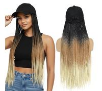 Yunkang Braid Baseball Cap Wig Braid Hair Extensions Ombre Hat Black Brown Blonde Synthetic Hair 24" Long Braid Hair