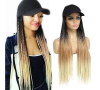 Yunkang Braid Baseball Cap Wig Braid Hair Extensions Ombre Hat Black Brown Blonde Synthetic Hair 24" Long Braid Hair