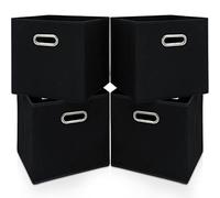 Yunkeeper 11 Inch Cube Storage Bins ,Black Fabric Cubes Organizer Baskets with Handle, Foldable Basket for Closet or Collapsible Storage Box, 11x11x11 Set of 4 (Black )