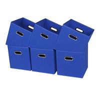 Yunkeeper Black Fabric Cubby Storage Bins,13x13x13 Inches ,Cube Organizer Bin Foldable Storage Boxes with Dual Handles Fabric Organizer Box and collapsible Storage basket,Set of 6 ,Dark Blue
