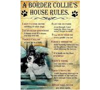 Yunking A Border Collie's House Rules Funny Man Woman Poster Wall Art Decoration Vintage Metal Tin Sign Bar Pub Club Cafe Home Wall Decor Metal Tin Sign 12x16 Inch