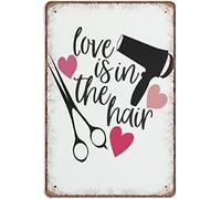 Yunking Creative Tin Sign Funny Love Is in the Hair Vintage Wall Decor Retro Art Tin Sign Funny Decorations for Home Bar Pub Cafe Farm Room Antiques Metal Poster 8x12 Inch