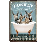 Yunking Funny Donkey Decor - Bathtub Decor & Wall Art Poster - Retro Metal Sign - 8x12 Inch