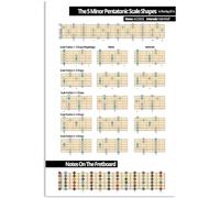 Yunking Guitar Knowledge Metal Signs Home Decor the 5 Minor Pentatonic Scale Shapes Poster Room Club Wall Decoration Plaque Guitar Lovers Gift 8x12 Inches