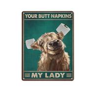 Yunking Highland Cow Your Butt Napkin Poster Funny Vintage Metal Tin Sign Kitchen Bathroom Office Garage Bar Cafe Farm Cave Home Wall Decor Art Ideas Gift Tin Sign 12 X 16 Inch