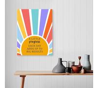 Yunking Metal Tin Sign Wall Art,A Little Progress Each Day Adds up to Big Results Motivational Quote Poster for Counselor Therapy Office School Wall Decor,8x12 Inch