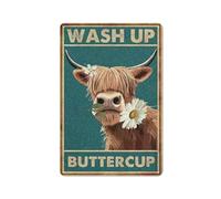 Metal Tin Vintage Sign Washed Buttercup Metal Poster Vintage Metal Tin Sign For Bathroom Wall Decor 8 X 12 Inches