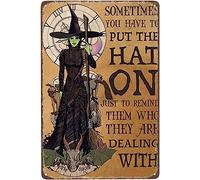 Yunking Rustic Retro Metal Tin Sign - Sometimes You Just Have To Put The Hat On - Witch Poster, Home Decor, Wall Sign, Halloween Decor - 8x12 inch