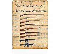 Yunking Vintage Gun Metal Signs the Evolution of American Freedom, Knowledge Poster Wall Decor Vintage Metal Plaque for Home Kitchen Office Club Man Cave 8x12inch