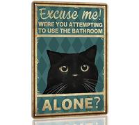 Yunking Vintage Metal Wall Art Sign 8x12 inch Bathroom Humor Excuse Me Where You Attempting to Use the Bathroom Alone