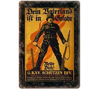 Yunking Vintage Metal Wall Decor Metal Poster Plaque German WW2 Poster Art Aluminum Sign Wall Poster Plaque for Home Kitchen Bar Coffee Shop 8x12 inch