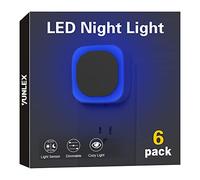 YUNLEX - 6 Pack Dimmable Night Lights Plug in, Blue Night Light, Automatic Dusk to Dawn Sensor, LED Night Light, Soft Glow, Diffused Light for Bathroom, Hallway, Stairs,