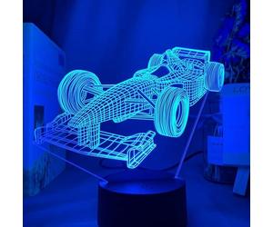 YUNLIJIA Formula 1 Gifts 3D Led Desk Lamp F1 Merchandise Racing Phantom Light 7 Color Lights Touch Bedroom Decoration Night Light Bedroom Bedside Table Office Decoration Unique Gift for Racing Fans