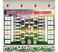 YUNLIJIA World Cup Football 2026 Interactive Tournament Wallchart 180x110cm 48-Team Tournament Backdrop Stadium Edition Wallchart Bedroom And Living Room Display Crazy Football Fan Great Gifts