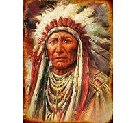 YUNLINZI DIY Paint by Numbers for Adults Beginner Indian tribe old chief 16x20 inch Oil Painting with Brushes and Acrylic Pigment Gift Wall Art Decor - Framed