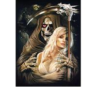 YUNLINZI Paint by Numbers Kits for Adults 40x50 cm Hand Painted Oil Painting with Brushes and Acrylic Pigment- Decor for Home Living Room Office Grim Reaper and Woman -with Frame