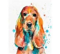 YUNLINZI Painting By Numbers For Kits Adults Beginner, Cocker Spaniel- Watercolor Animal Dog Diy Oil Digital Painting Canvas Paint Art Pictures Home Decor Toy Hand-Painted Gift 16X20Inch