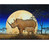 YUNLINZI Painting By Numbers for Kits Adults Beginner,Diy Oil Painting Paint By Number Kit For Adults And Children Beginner With Brushes Wall Art Home Decoration,Animal Rhino,40X50Cm,Yb52408