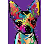 YUNLINZI Painting by Numbers Kit for Adults & Kids, DIY Oil Painting, Abstract Art Chihuahua, 40x50cm, Foldable