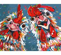 YUNLINZI Painting by Numbers Wall Art Canvas Abstract Animal Picture Home Decor Crazy Chickens for Kids and Adults Beginners,40X50CM-QZ1766