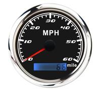 YUNLL Speedometer 85MM GPS Speedometer Odometer Mile 7 Colors Backlight Speed Gauge With Antenna For Boat Car Marine Yacht(60MPH-BS)