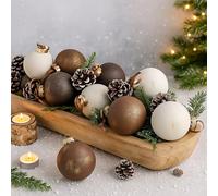 Yunlly 12 Pcs Textured Christmas Ball Ornaments 2.36'' Neutral Christmas Tree Decor Modern Vintage Brown Hanging Decor Shatterproof Home Ornaments for Large Rustic Farmhouse Xmas Tree (Vintage Copper)