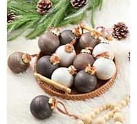Yunlly 12 Pcs Textured Christmas Ball Ornaments 2.4 Inch Neutral Copper Xmas Ornaments Vintage Earth Toned Tree Decoration Rustic Farmhouse Hanging Christmas Decor for Xmas Tree Home Decor, Textured