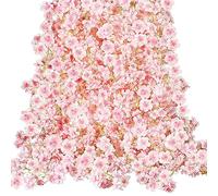 Yunlly 40 Pcs Artificial Cherry Blossom Flower Vines Cherry Blossom Hanging Vine Artificial Pink Flower Garland Faux Japanese Garland for Wedding Party Kawaii Decor