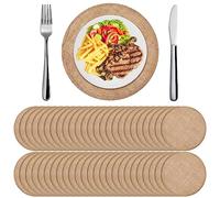 Yunlly Set of 48 Burlap Round Placemats Bulk Burlap Circle Rustic Table Decorations Jute Farmhouse Placemats Heat Resistant Round Table Mats Charger Place Mats for Christmas(11.8 in,Brown)