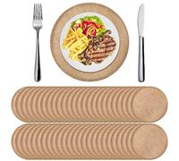 Yunlly Set of 48 Burlap Round Placemats Bulk Burlap Circle Rustic Table Decorations Jute Farmhouse Placemats Heat Resistant Round Table Mats Charger Place Mats for Christmas(15 in,Brown)