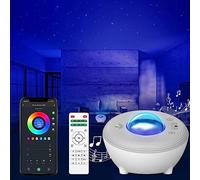 YunLone Aurora Starry Light Projector Smart Galaxy Star Music Planetarium Night Light with Remote Control Voice Control Bluetooth Music Sound Machine for Kids Adult Grey