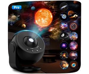 YunLone Galaxy Projector, 13 in 1 Home Planetarium Star Light Projector for Bedroom 360° Rotating Nebula Projector Lamp Starry Sky Night Light with 12 Solar System Constellation Moon for Kids Adults