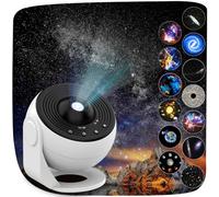 YunLone Home Planetarium Star Projector Galaxy Light Night Lights with 12Film Discs, Nebula/Moon/Celestial Galaxy Projector, 6500K Brightness, Zoom, Timer & Rotation Control, 3D Light Projector White