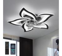 YUNLONG Ceiling Fans with Lights and Remote Silent Black Ceiling Fans with Lamps Reversible DC Motor Dimmable Memory Low Profile Fan Light Ceiling with 6 Speeds Timer