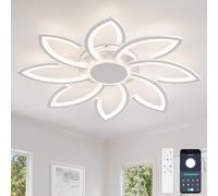 YUNLONG Led Ceiling Light with Remote Control, 31.5" Chandeliers Ceiling Light Dimmable for Living Room, 98W, 8000LM, Ceiling Lighting Fittings Flower Shape Design for Lounge, White